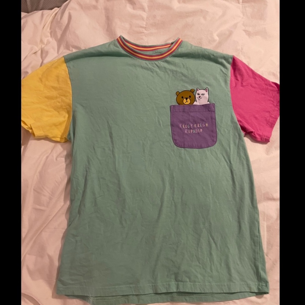 Teddy Fresh Rip N Dip color block T-Shirt size s
